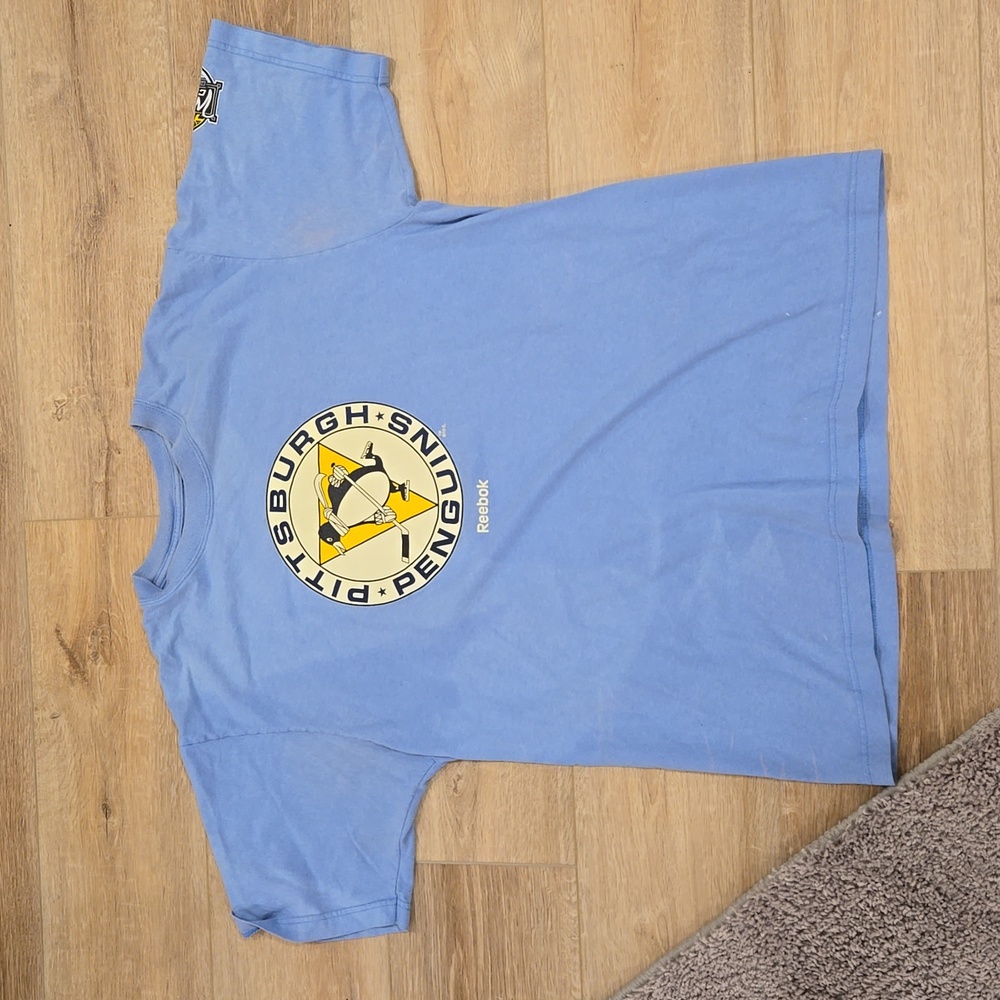 2011 Reebok Pittsburgh Penguins Winter Classic t shirt original logo blue NHL